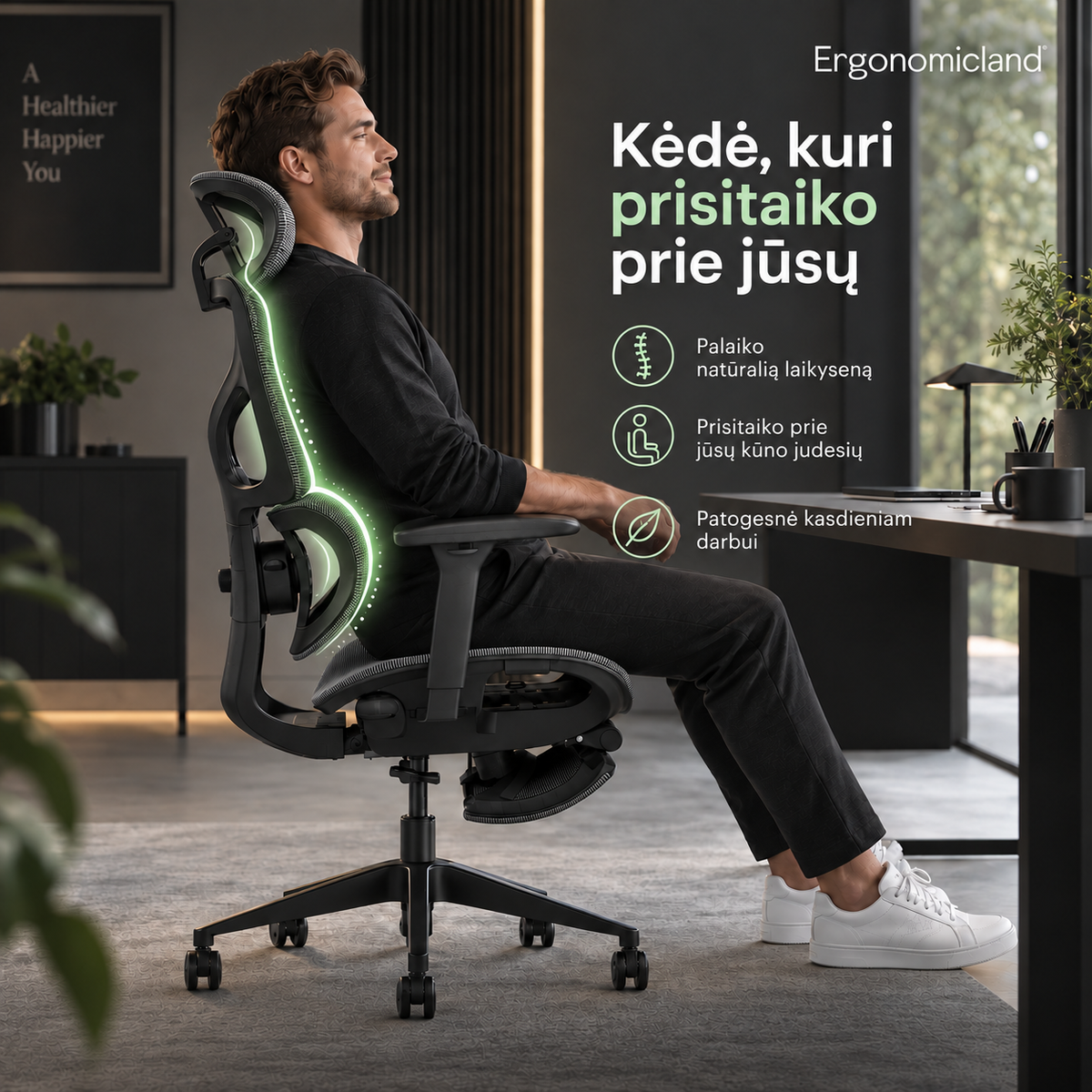 Ergonominė biuro kėdė ErgoActive